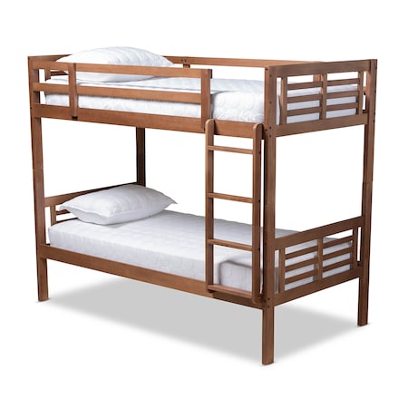 Baxton Studio Liam Walnut Brown Finished Wood Twin Size Bunk Bed 157-9634